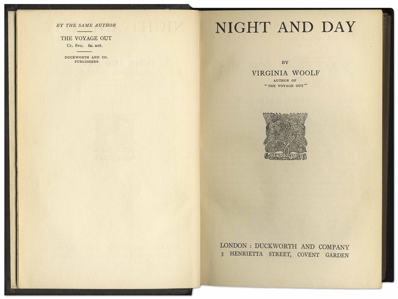 Virginia Woolf First Edition, First Printing of Her Second Novel ''Night and Day''